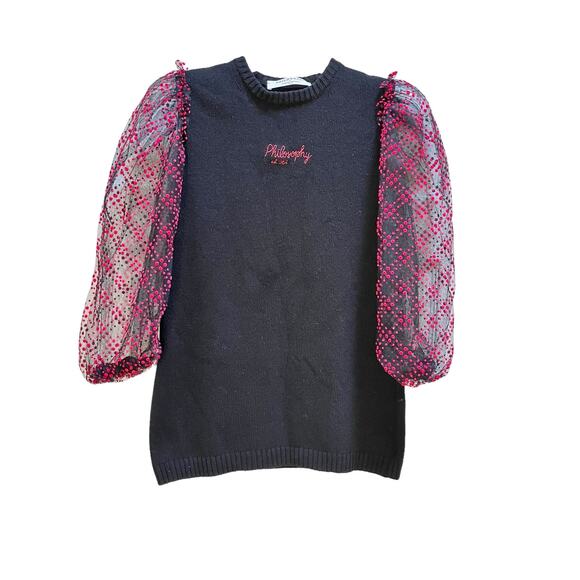Philosophy Di Lorenzo Serafini Girls Black/RedPolka Dot Tulle Knit Dress size 8 - Picture 2 of 6